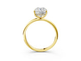 10K Yellow Gold Old Mine Elongated Cushion Diamond Classic Band Four Prong Solitaire Ring