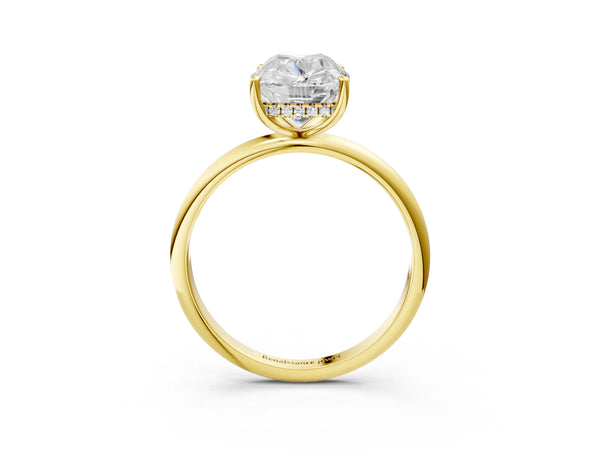 10K Yellow Gold Old Mine Elongated Cushion Diamond Classic Band Four Prong Solitaire Ring