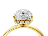 10K Yellow Gold Old Mine Elongated Cushion Diamond Classic Band Four Prong Solitaire Ring
