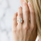 Yellow gold Old Mine Elongated Cushion Diamond Classic Band Four Prong Solitaire Ring_23