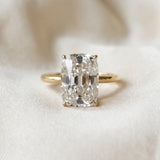 Yellow gold Old Mine Elongated Cushion Diamond Classic Band Four Prong Solitaire Ring_26