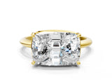 Yellow gold Old Mine Elongated Cushion Diamond East-West Bezel Set Four Claw Solitaire Ring_17