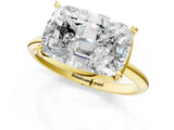 Yellow gold Old Mine Elongated Cushion Diamond East-West Bezel Set Four Claw Solitaire Ring_18