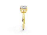Yellow gold Old Mine Elongated Cushion Diamond East-West Bezel Set Four Claw Solitaire Ring_19