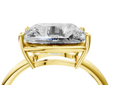 Yellow gold Old Mine Elongated Cushion Diamond East-West Bezel Set Four Claw Solitaire Ring_21