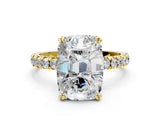 Yellow gold Old Mine Elongated Cushion Diamond Pave Band Ring_41