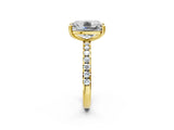 Yellow gold Old Mine Elongated Cushion Diamond Pave Band Ring_43