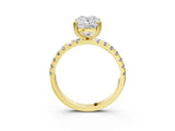 Yellow gold Old Mine Elongated Cushion Diamond Pave Band Ring_44