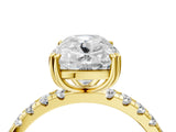 Yellow gold Old Mine Elongated Cushion Diamond Pave Band Ring_45