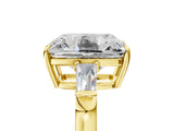 Yellow gold Old Mine Elongated Cushion Diamond with Side Tapered Baguette Three Stone Ring_39