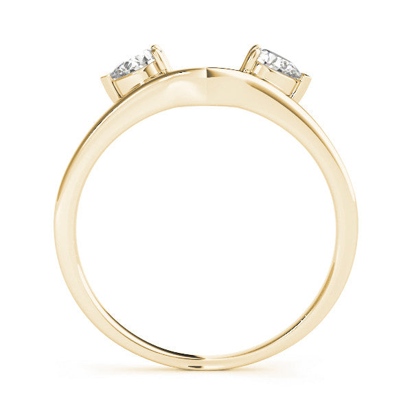 Yellow gold Open Band Pear Cut Prong Set Diamond Ring 1
