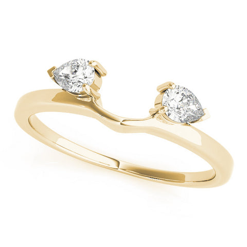 Yellow gold Open Band Pear Cut Prong Set Diamond Ring