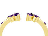 Yellow gold Open Marquise Cluster Amethyst Band with Prong Setting_10