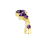 Yellow gold Open Marquise Cluster Amethyst Band with Prong Setting_11