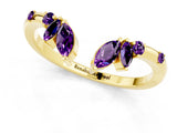 Yellow gold Open Marquise Cluster Amethyst Band with Prong Setting_7