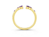 Yellow gold Open Marquise Cluster Amethyst Band with Prong Setting_9