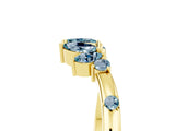 Yellow gold Open Marquise Cluster Aquamarine Band with Prong Setting_11