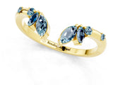 Yellow gold Open Marquise Cluster Aquamarine Band with Prong Setting_7