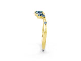Yellow gold Open Marquise Cluster Aquamarine Band with Prong Setting_8