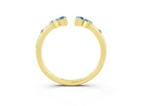 Yellow gold Open Marquise Cluster Aquamarine Band with Prong Setting_9
