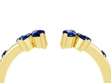 Yellow gold Open Marquise Cluster Blue Sapphire Band with Prong Setting_10