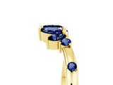 Yellow gold Open Marquise Cluster Blue Sapphire Band with Prong Setting_11