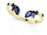 Yellow gold Open Marquise Cluster Blue Sapphire Band with Prong Setting_7