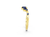 Yellow gold Open Marquise Cluster Blue Sapphire Band with Prong Setting_8