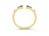 Yellow gold Open Marquise Cluster Blue Sapphire Band with Prong Setting_9