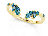 Yellow gold Open Marquise Cluster Blue Topaz Band with Prong Setting_7