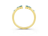 Yellow gold Open Marquise Cluster Blue Topaz Band with Prong Setting_9