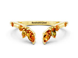 Yellow gold Open Marquise Cluster Citrine Band with Prong Setting_6