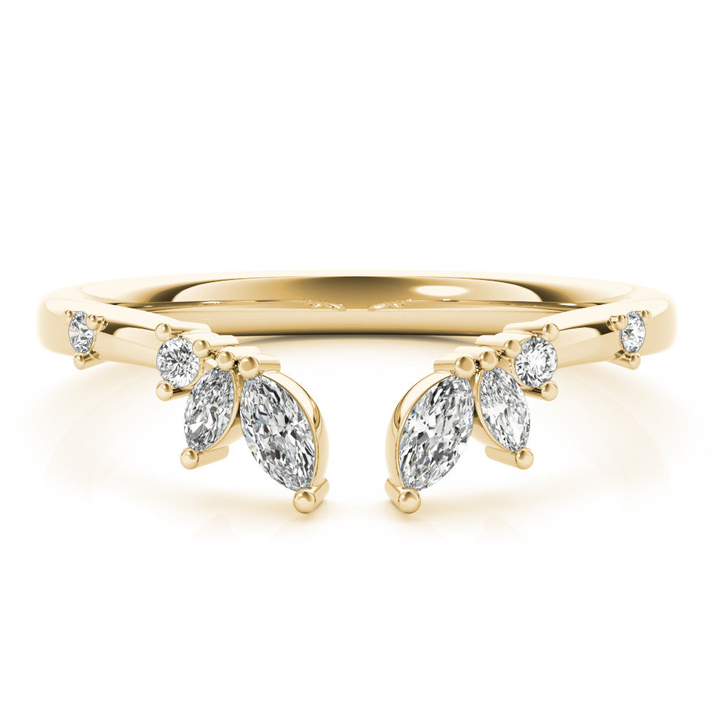Yellow gold Open Marquise Cluster Diamond Band with Prong Setting 1