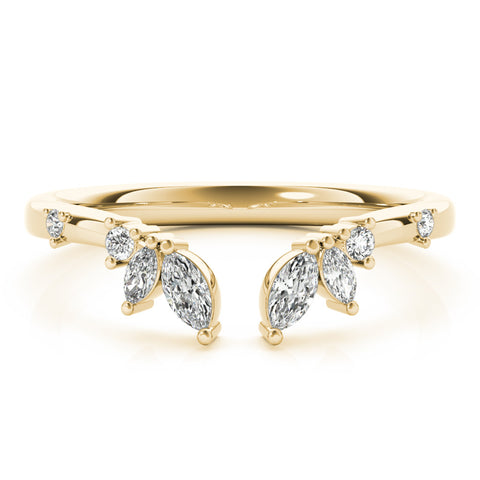 Yellow gold Open Marquise Cluster Diamond Band with Prong Setting 1