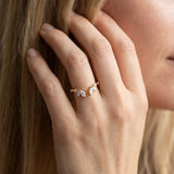 Yellow gold Open Marquise Cluster Diamond Band with Prong Setting_107