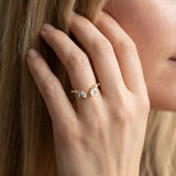 10K Yellow Gold 0.64 Carat E VS Open Marquise Cluster Diamond Band with Prong Setting