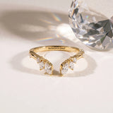 Yellow gold Open Marquise Cluster Diamond Band with Prong Setting_108