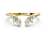 Yellow gold Open Marquise Cluster Diamond Band with Prong Setting_88