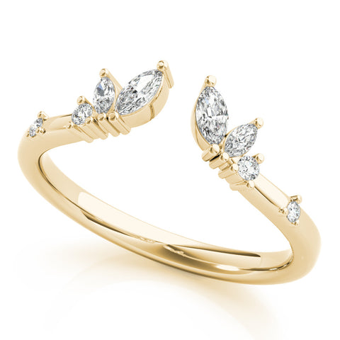 Yellow gold Open Marquise Cluster Diamond Band with Prong Setting