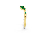 Yellow gold Open Marquise Cluster Emerald Band with Prong Setting_8