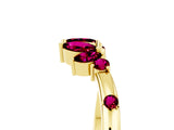 Yellow gold Open Marquise Cluster Garnet Band with Prong Setting_11