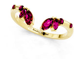 Yellow gold Open Marquise Cluster Garnet Band with Prong Setting_7
