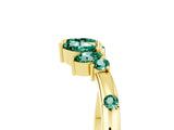 Yellow gold Open Marquise Cluster Green Sapphire Band with Prong Setting_11