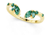 Yellow gold Open Marquise Cluster Green Sapphire Band with Prong Setting_7