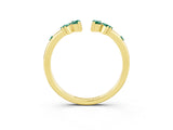 Yellow gold Open Marquise Cluster Green Sapphire Band with Prong Setting_9