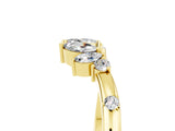 Yellow gold Open Marquise Cluster Moissanite Band with Prong Setting_11