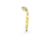 Yellow gold Open Marquise Cluster Moissanite Band with Prong Setting_8