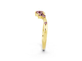 Yellow gold Open Marquise Cluster Morganite Band with Prong Setting_8