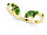 Yellow gold Open Marquise Cluster Peridot Band with Prong Setting_7