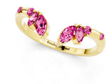 Yellow gold Open Marquise Cluster Pink Sapphire Band with Prong Setting_19